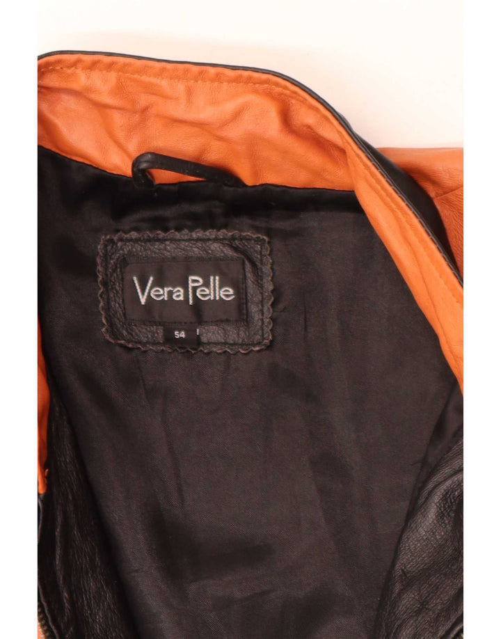 Jachetă vintage din piele pentru bărbați IT 54 XL Orange Colorblock