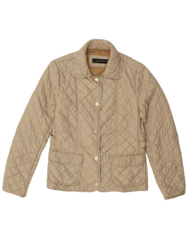 Jachetă matlasată pentru femei Zara UK 12 Medium Bej Poliester