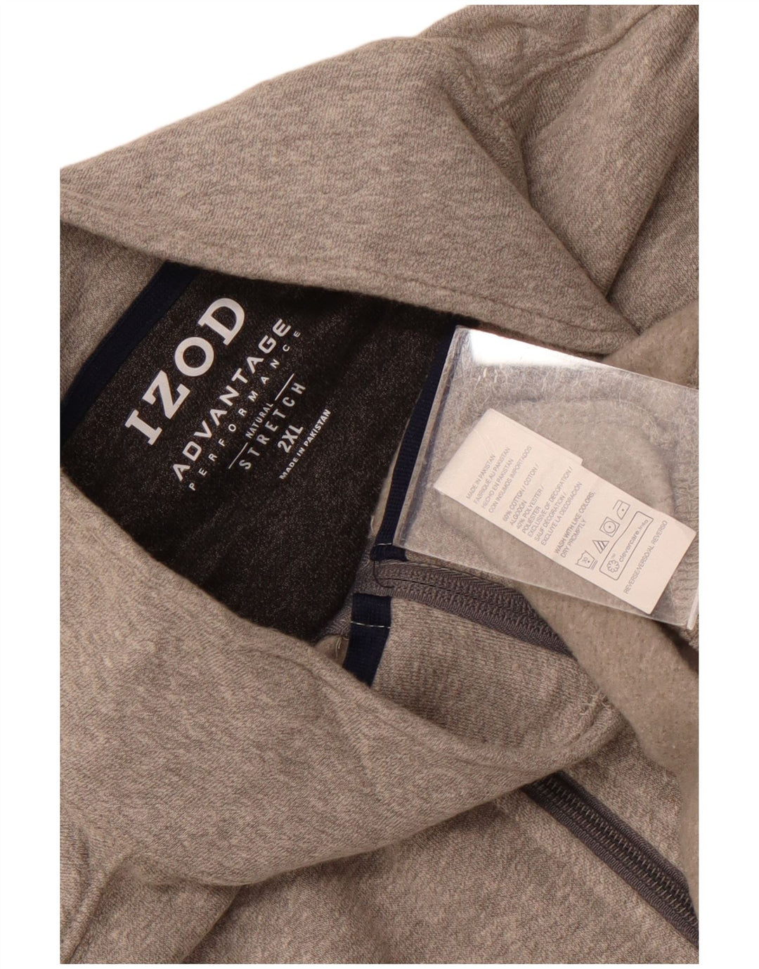 Pulover IZOD pentru bărbați, cu fermoar și gât, bumbac gri 2XL