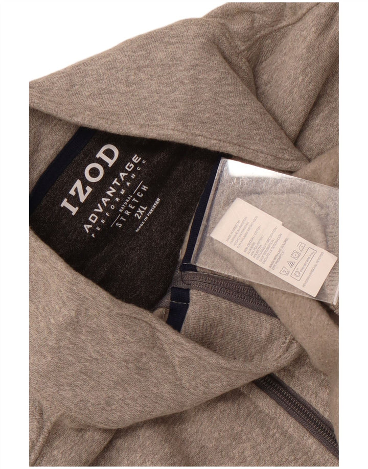 Pulover IZOD pentru bărbați, cu fermoar și gât, bumbac gri 2XL