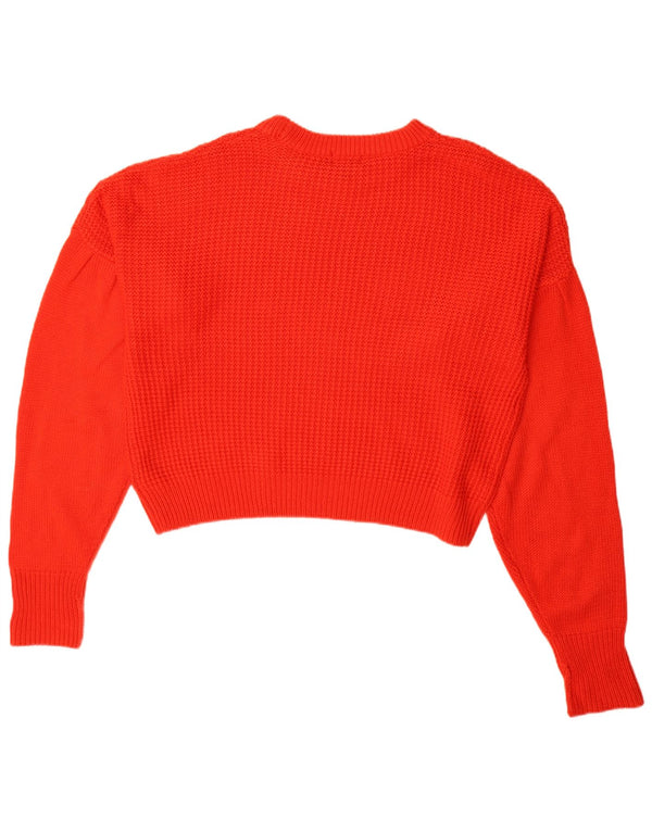 Topshop Pulover supradimensionat pentru femei cu decolteu rotund UK 10 Small Red Acrylic