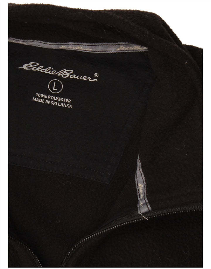 Jachetă fleece pentru bărbați EDDIE BAUER UK 40 mare, negru, poliester color bloc