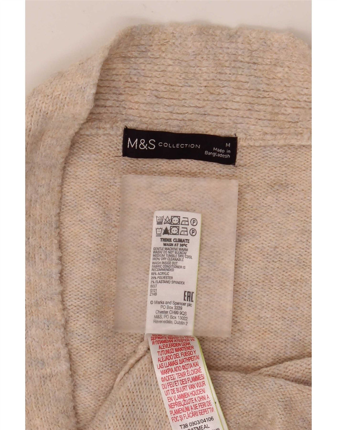 Pulover cardigan cu paragate pentru femei Marks & Spencer UK 14 Bej mediu