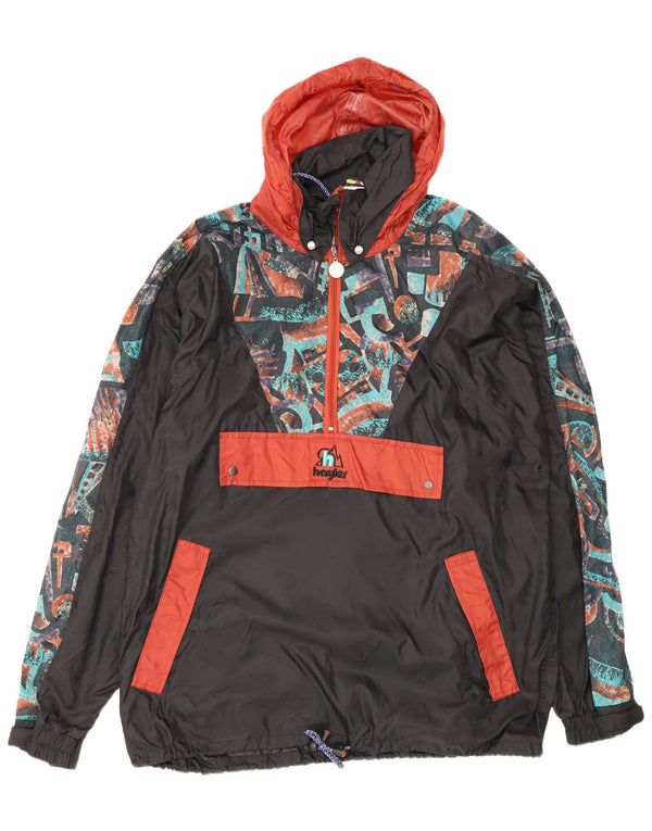 Jachetă de ploaie Anorak cu glugă vintage pentru bărbați UK 38 Medium Black Geometric