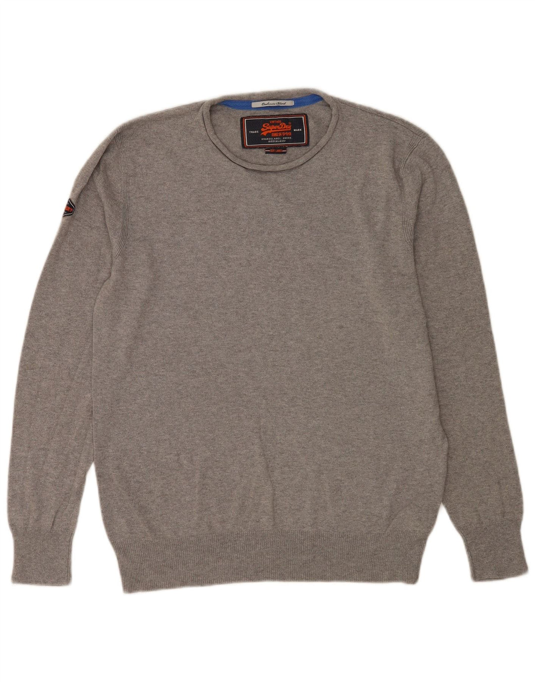 Pulover Superdry pentru bărbați, cu gât crew, bumbac mare, gri