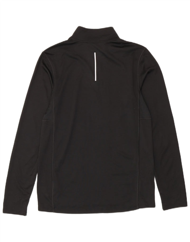 Top de trening pentru bărbați Dri Fit, cu fermoar și gât, din poliester negru mediu
