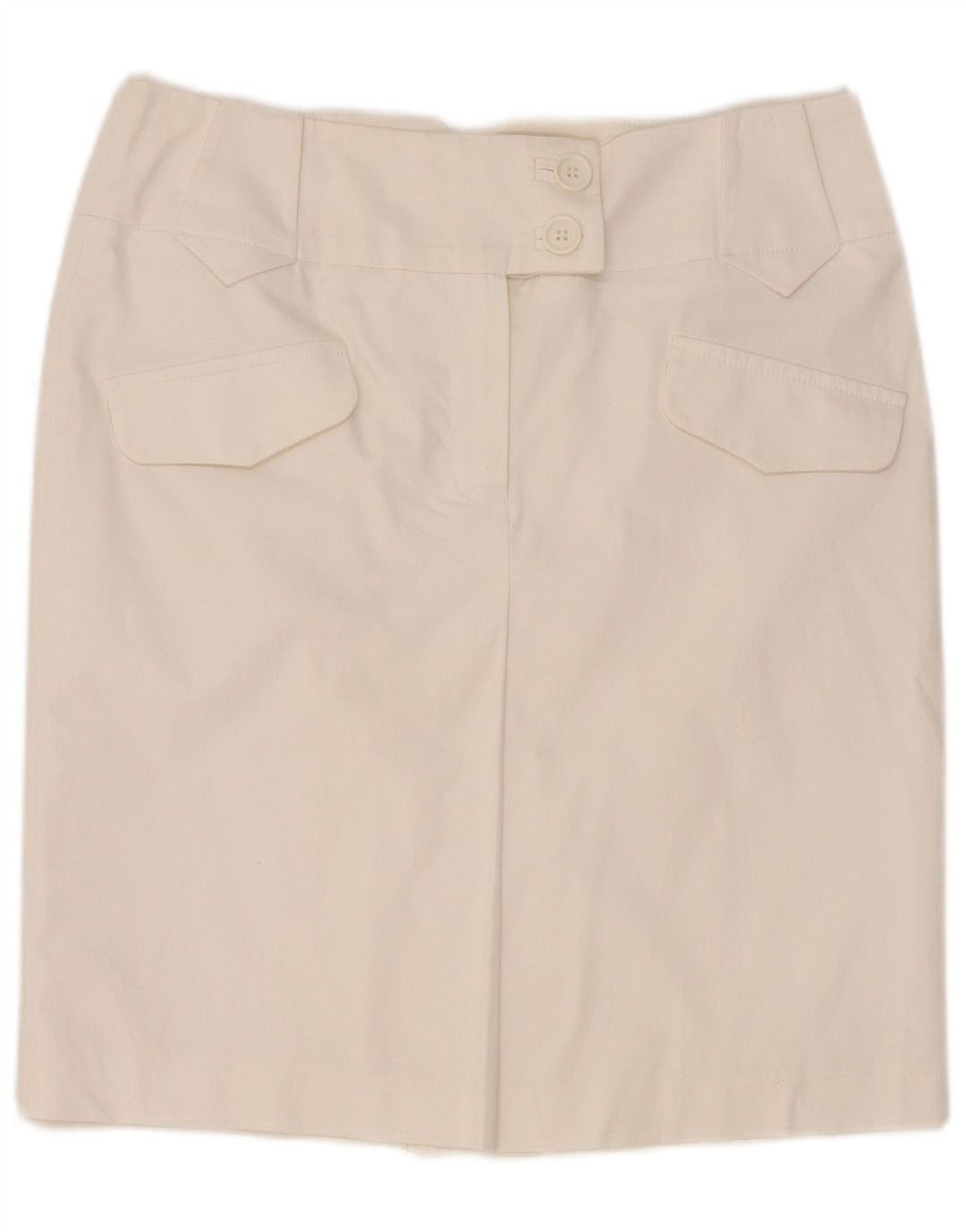 Fusta dreaptă pentru femei Marks & Spencer UK 12 Medium W30 Bumbac alb