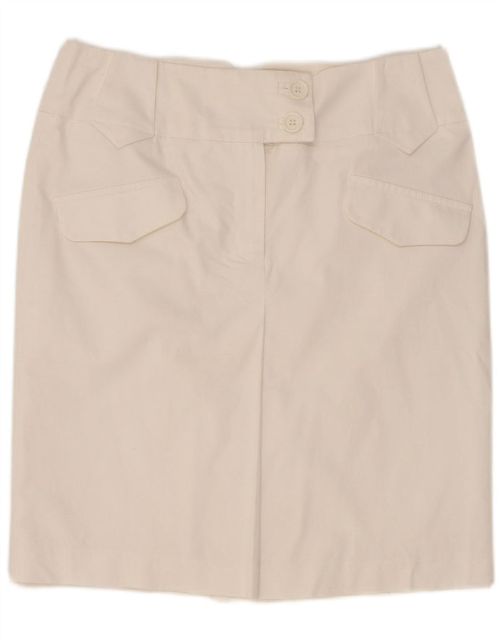 Fusta dreaptă pentru femei Marks & Spencer UK 12 Medium W30 Bumbac alb