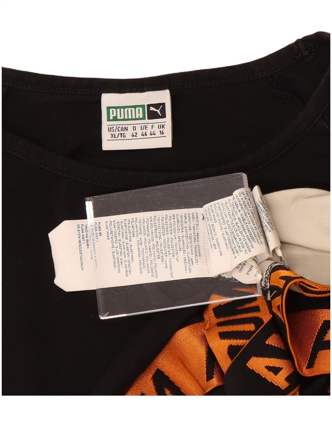 Top crop grafic PUMA pentru femei cu mânecă lungă UK 16, mare, negru, colorblock