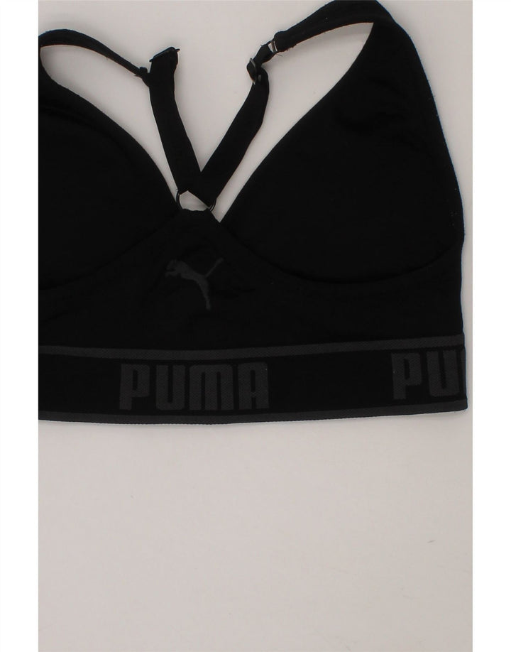 PUMA Womens Graphic Sport Bra Top UK 12 Medium Black Polyamide Vintage Puma and Second-Hand Puma from Messina Hembry 