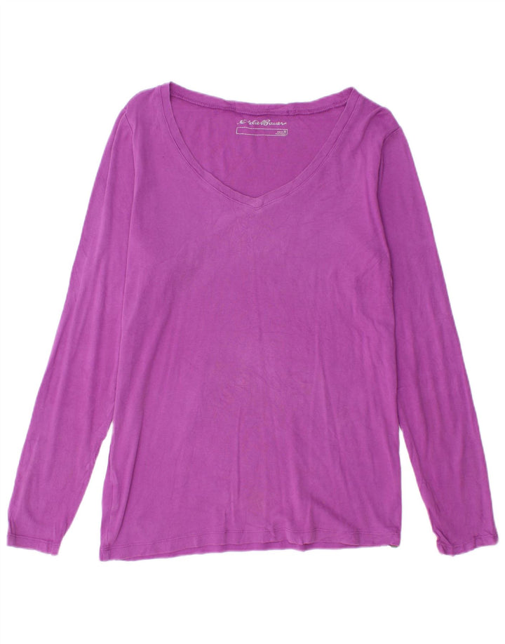 EDDIE BAUER Top pentru femei cu mânecă lungă UK 14 Bumbac violet mediu