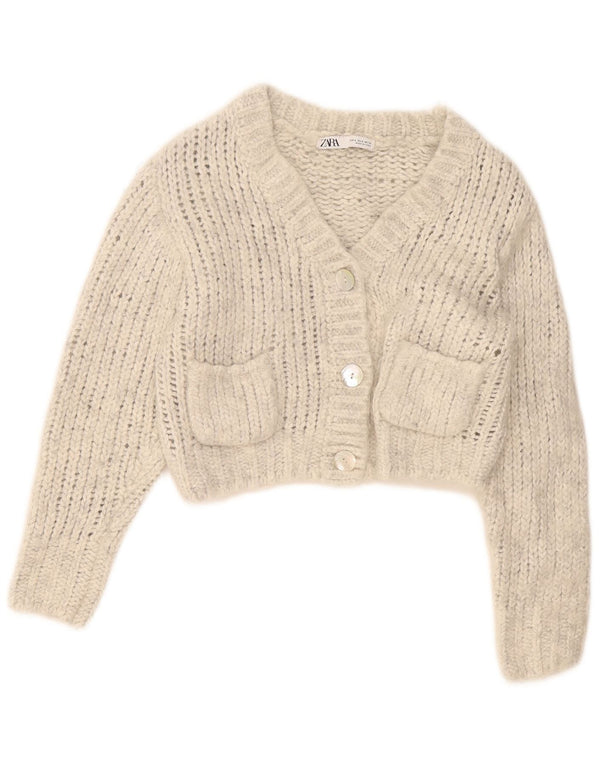 Pulover cardigan pentru femei Zara UK 10, nailon, gri mic