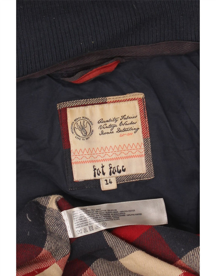 FAT FACE Jachetă căptușită cu glugă pentru femei UK 14 Poliester mare bleumarin