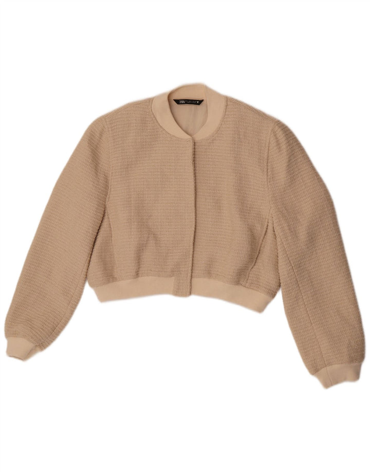 Bomber pentru femei Zara UK 16 mare, bej, bumbac