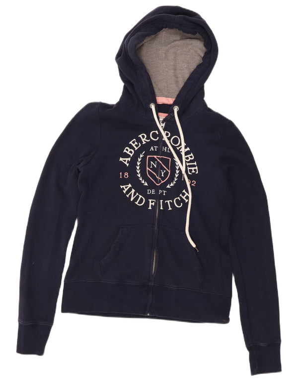 Pulover Abercrombie & Fitch pentru femei, cu fermoar, cu capota, UK 14 Medium Bleumarin