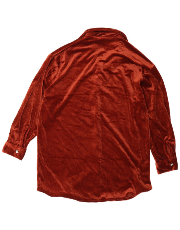 Rochie cămașă supradimensionată pentru femei Vintage UK 10 Poliester maro mic