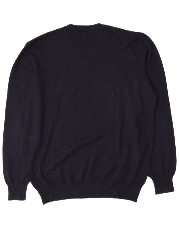 SIR RAPHAEL Pulover cu decolteu în V pentru bărbați, 2XL, acrilic, albastru bleumarin