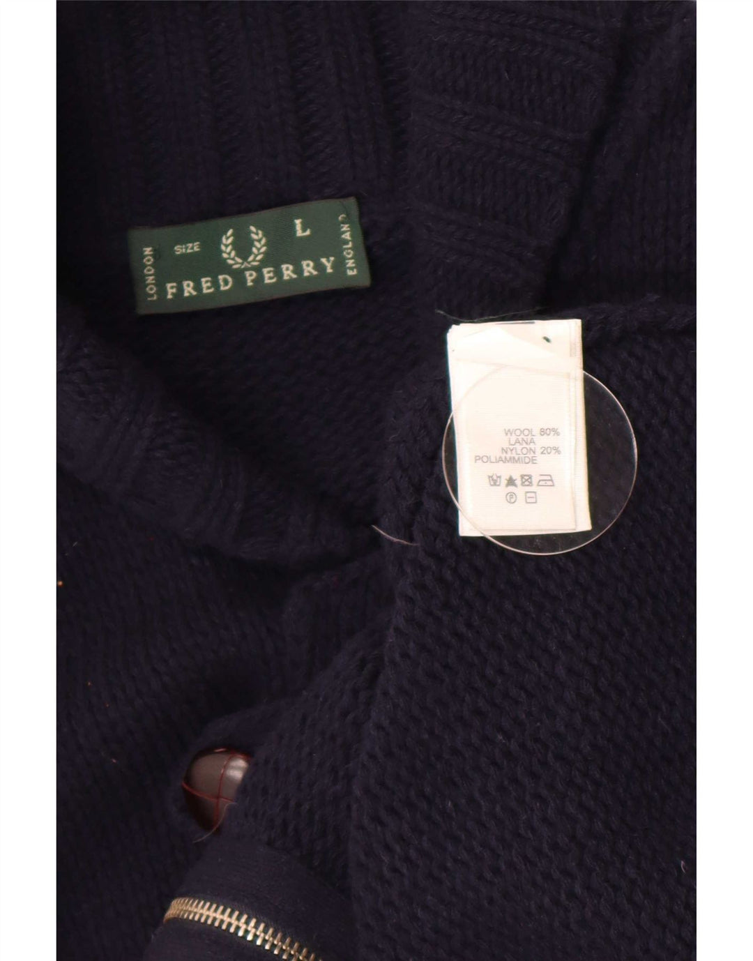 Pulover cardigan pentru bărbați Fred Perry, lână mare, albastru