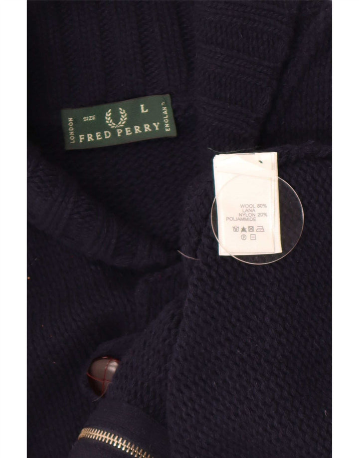 Pulover cardigan pentru bărbați Fred Perry, lână mare, albastru