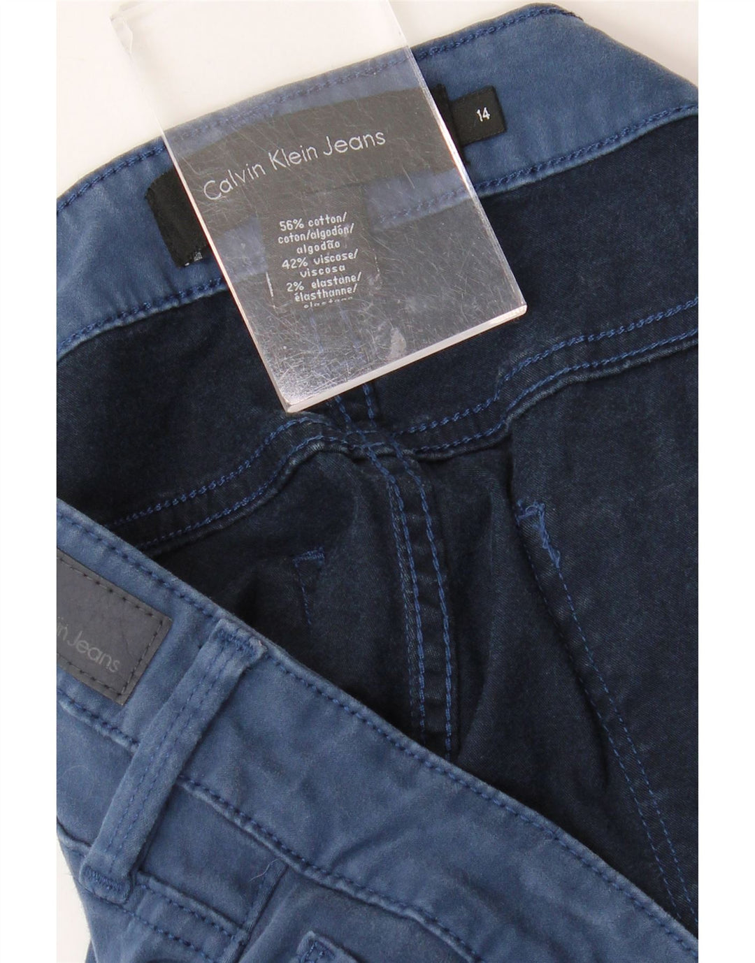 CALVIN KLEIN Pantaloni slim casual pentru femei US 14 XL W36 L30 bleumarin bumbac