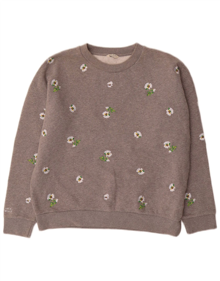 JACK WILLS Pulover supradimensionat pentru femei UK 8 Small Gri Floral