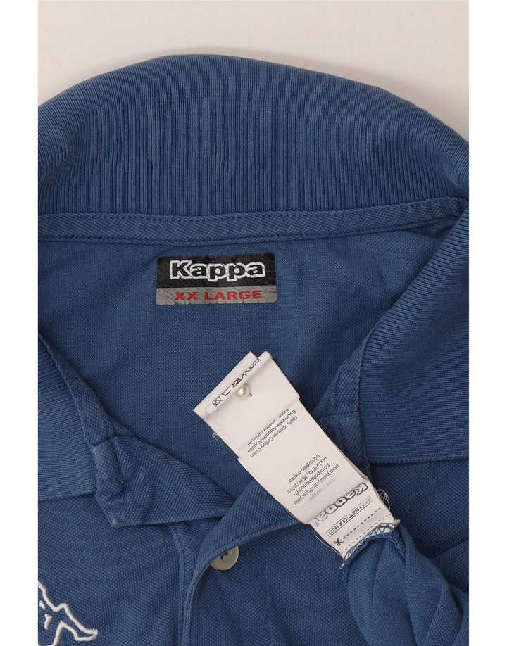 KAPPA Mens Graphic Polo Shirt 2XL Blue Cotton Vintage Kappa and Second-Hand Kappa from Messina Hembry 