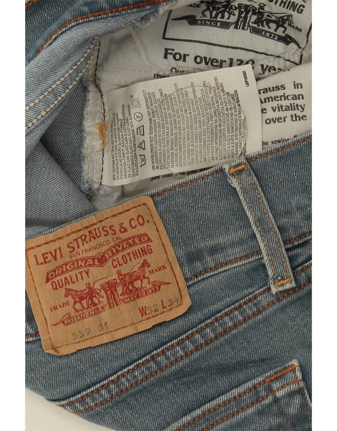 Pantaloni scurți Levi's pentru femei 559 denim distressed W32, bumbac albastru mare
