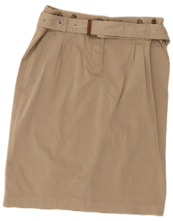 Fusta dreaptă de weekend pentru femei Max Mara UK 14 mare W34 bumbac kaki