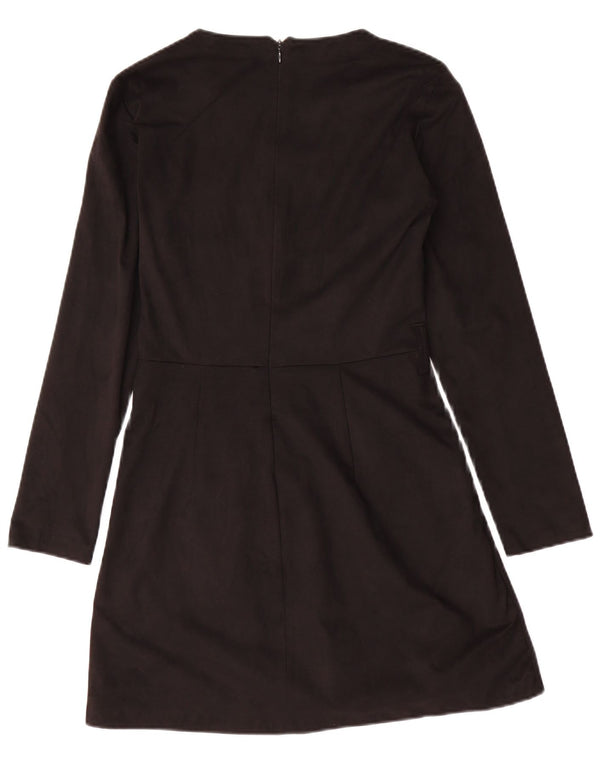 Rochie în formă de A cu mânecă lungă pentru femei Zara UK 12 Poliester mediu negru