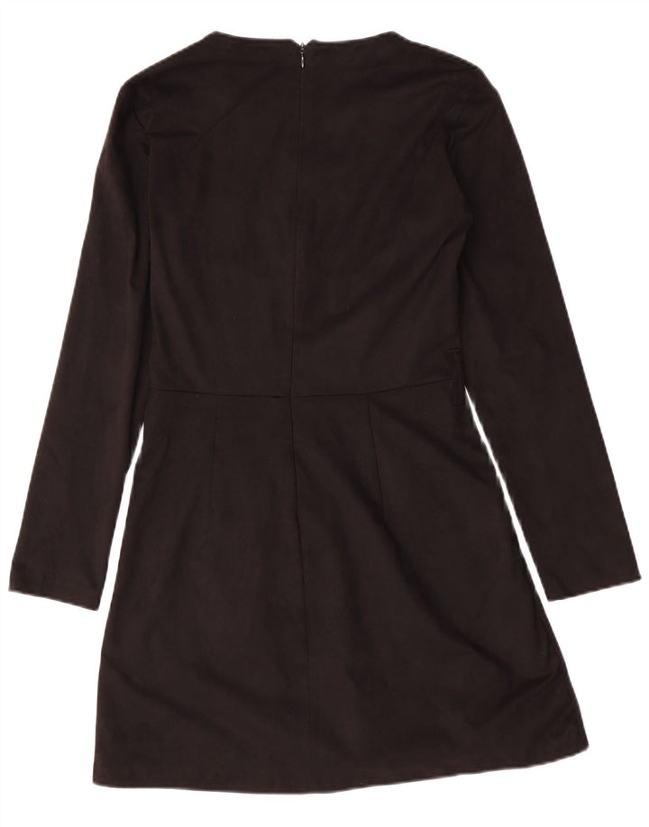 Rochie în formă de A cu mânecă lungă pentru femei Zara UK 12 Poliester mediu negru