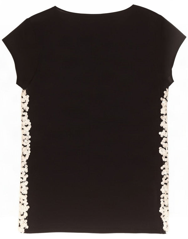 MINT VELVET Bluză cu paiete pentru femei UK 12 Medium Black Flecked