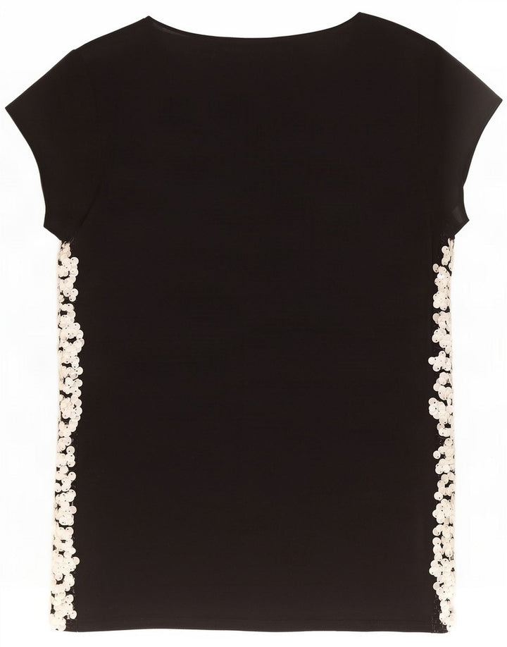 MINT VELVET Bluză cu paiete pentru femei UK 12 Medium Black Flecked