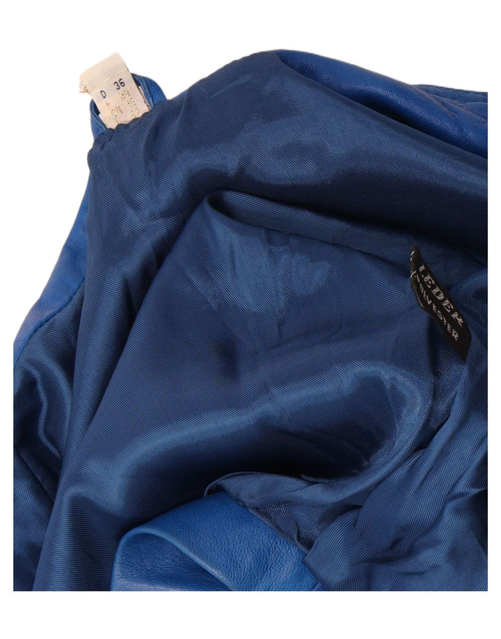 Jachetă de piele vintage pentru femei UK 10 Small Blue