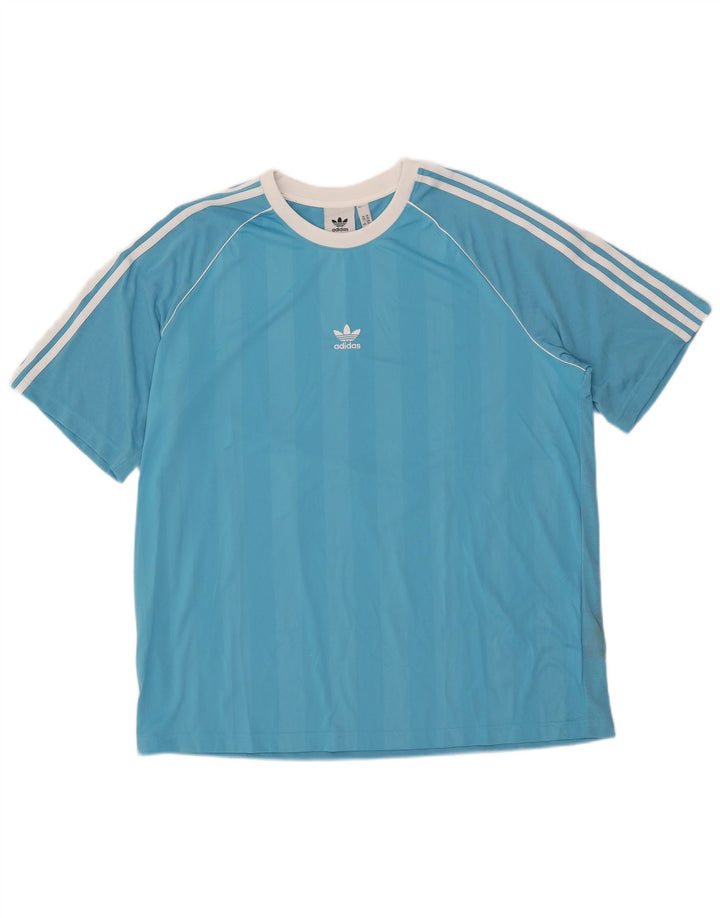 Tricou pentru bărbați Adidas Top 2XL poliester cu dungi albastre
