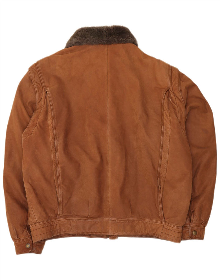 Jachetă de piele pentru bărbați VINTAGE IT 52 XL maro Colorblock