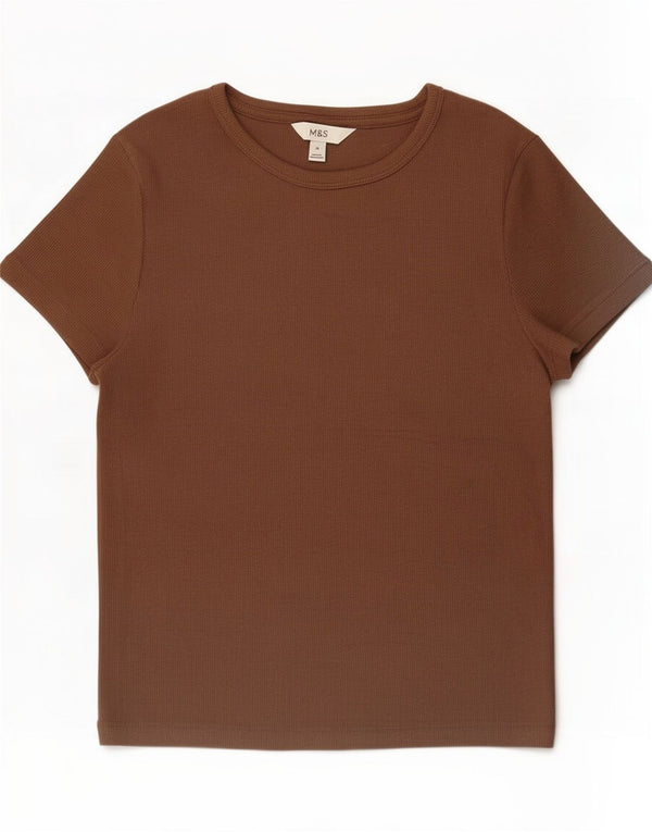 Tricou pentru femei Marks & Spencer Top UK 14 Medium Brown Bumbac