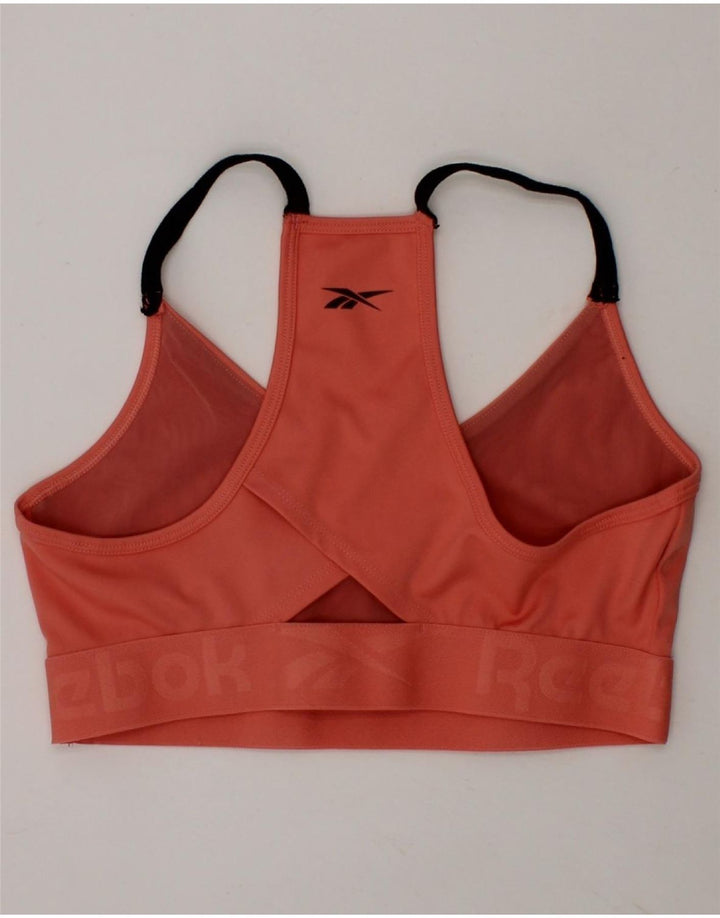 REEBOK Womens Graphic Sport Bra Top UK 12 Medium Pink Polyester Vintage Reebok and Second-Hand Reebok from Messina Hembry 