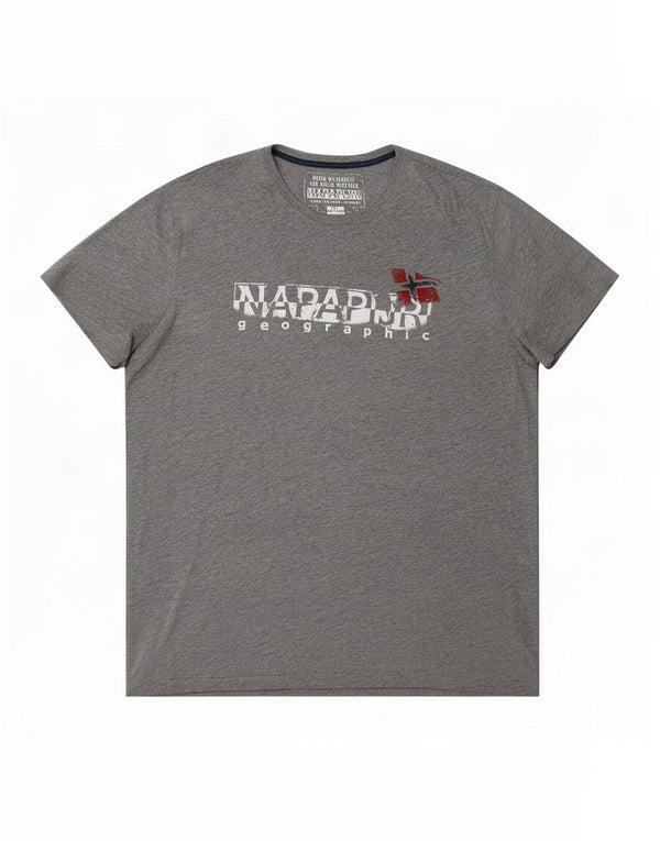 Tricou Napapijri Geographic Graphic pentru bărbați Top 3XL bumbac gri
