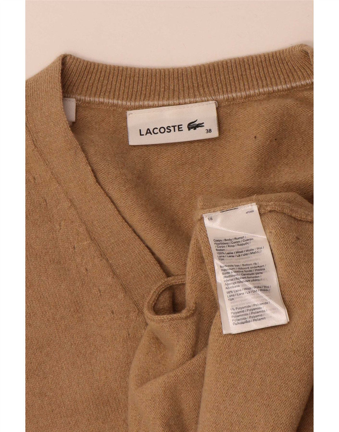 Pulover Cardigan Lacoste Femei Mărimea 38 Lână Medium Bej