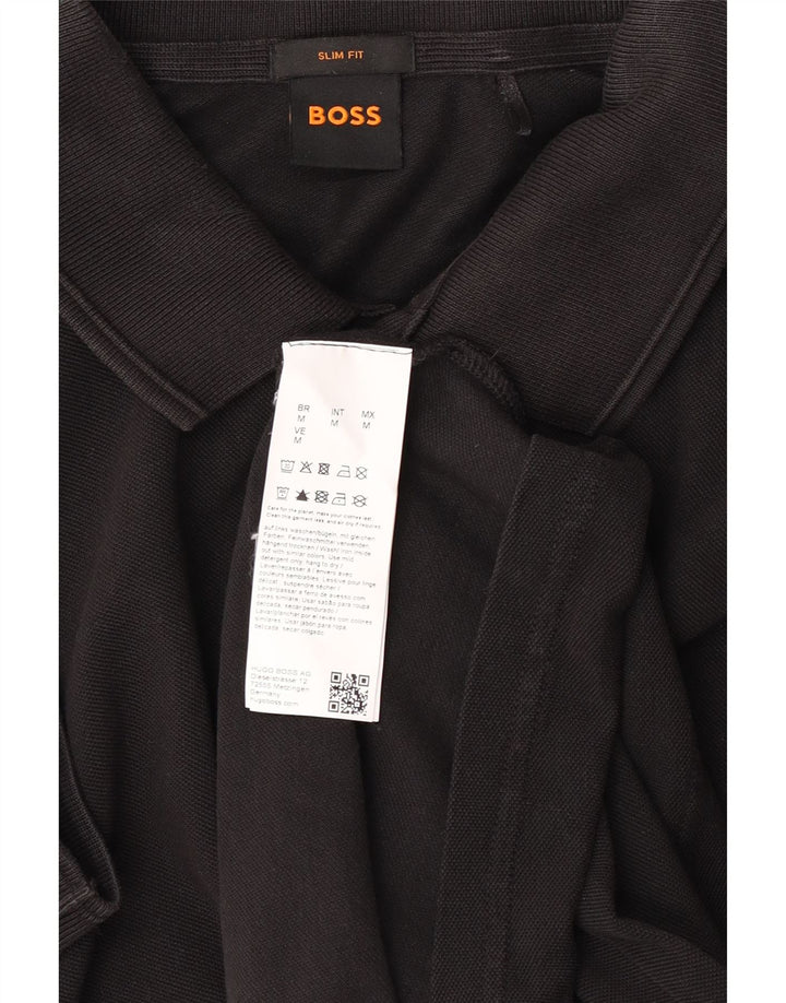 Cămașă polo HUGO BOSS pentru bărbați, bumbac negru mediu