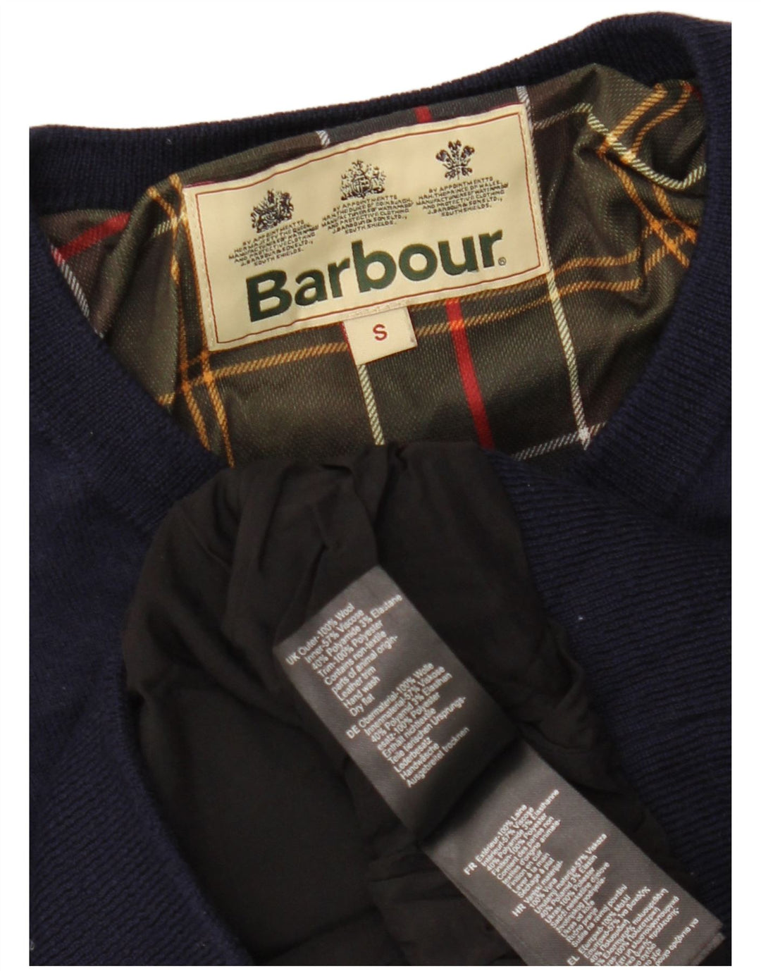 Pulover pentru femei BARBOUR cu decolteu în V UK 10 Mic Lână bleumarin