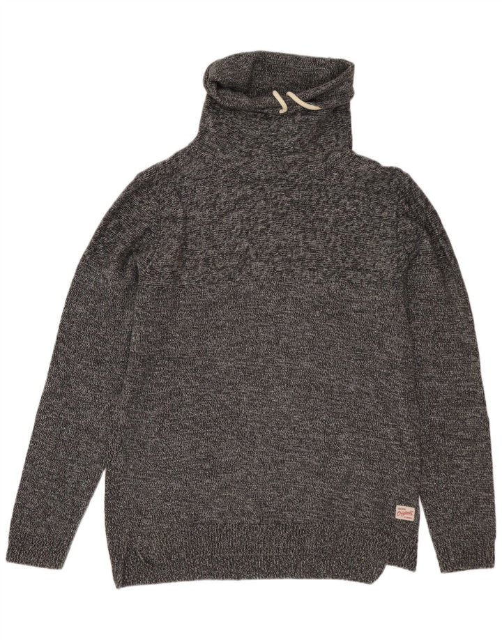 Pulover Jack & Jones pentru bărbați cu gât rulat, bumbac cu pete, gri mediu