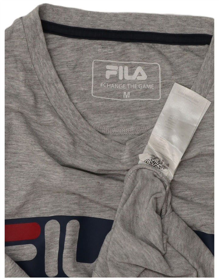 Tricou cu grafic Fila pentru bărbați Top Mediu Gri Bumbac cu pete