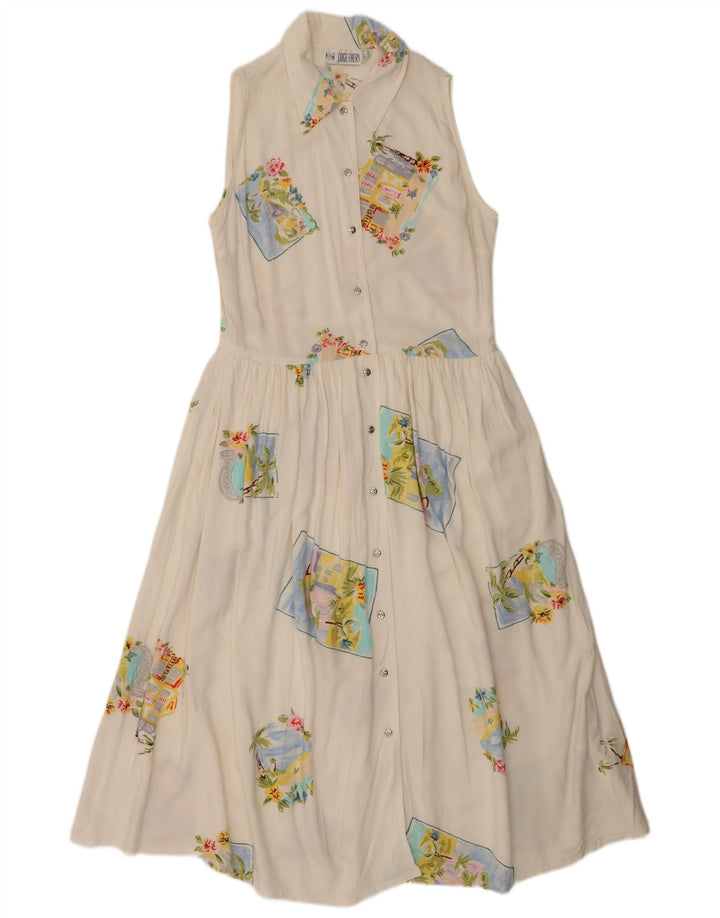 Rochie cămașă maxi fără mâneci pentru femei Together UK 12 Medium White Patchwork