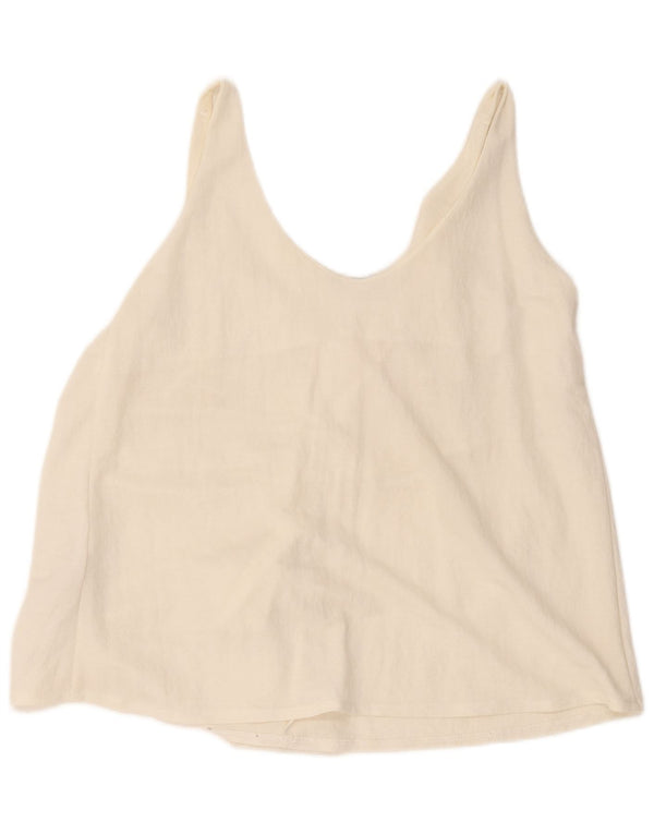 Crop Top fără mâneci pentru femei Zara UK 12 Medium Off White Viscose
