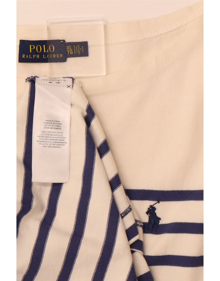 POLO RALPH LAUREN Rochie tricou cu mânecă lungă pentru femei UK 18 XL cu dungi albe