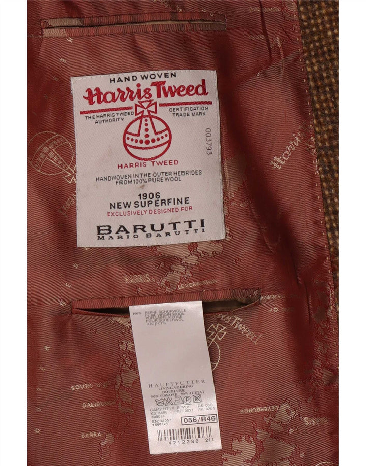 Jachetă pentru bărbați Harris Tweed cu 2 nasturi, UK 46 3XL, lână virgină maro