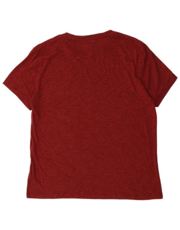 Tricou grafic Jack Wills pentru bărbați Top XL burgundy bumbac cu pete