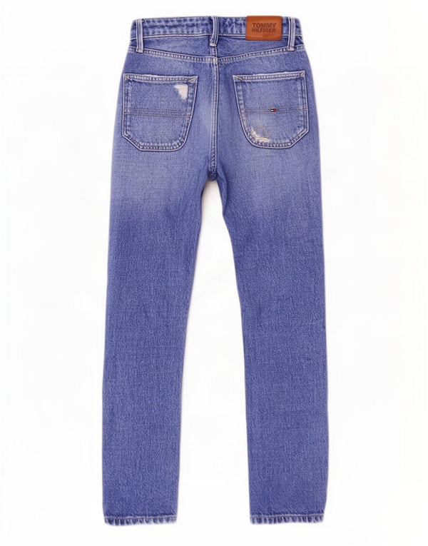 Blugi drepti distressed pentru fete Tommy Hilfiger 9-10 ani W24 L26 Albastru
