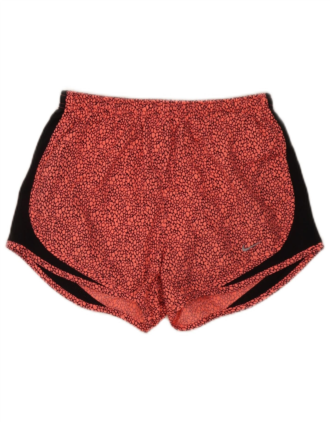 Pantaloni scurti sport Nike pentru femei Dri Fit cu model abstract, UK 10, poliester roșu mic